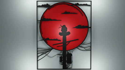 Cuadro de Itachi con la luna roja